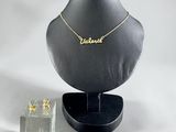 gold plated name necklace and earring set