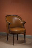 Fauteuil de bureau à ceinture ronde en noyer, supports d'acc…