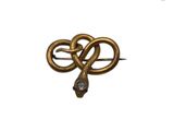 une photo d'une broche en forme de serpent en or, ornée d'un diamant au centre