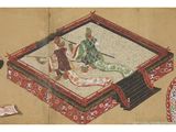 an image of a painting of a man and a woman sitting on a rug