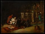 an image of a painting of a man and a woman sitting in a chair