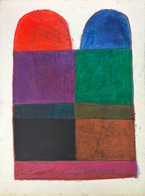 une image représentant un tableau composé de deux formes colorées sur fond blanc