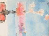 une aquarelle représentant un avion volant dans le ciel