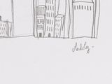 sketches of a drawing of a city skyline with skyscrapers