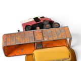 a toy truck and a toy car on top of each other