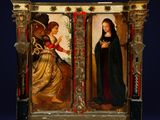 an image of a painting of two women with flowers in their hands