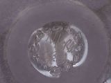 a close up of a glass bowl with water in it