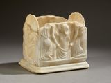 une image représentant une sculpture d'un homme et d'une femme dans une baignoire
