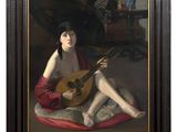 an image of a painting of a woman playing a guitar