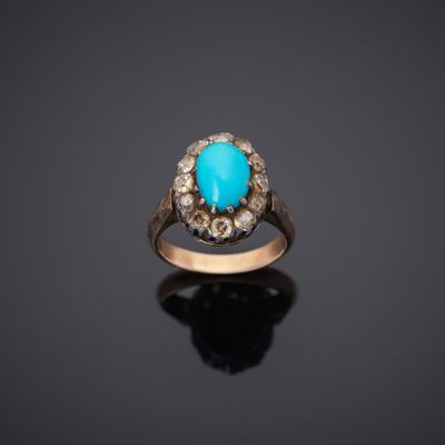an antique turquoise turquoise and diamond ring
