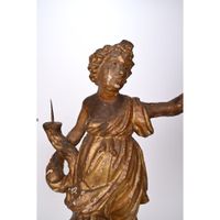 PAIRE D’ANGES TORCHERES en bois polychrome. (photo 3)