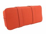 an orange leather case for a cell phone on a white background