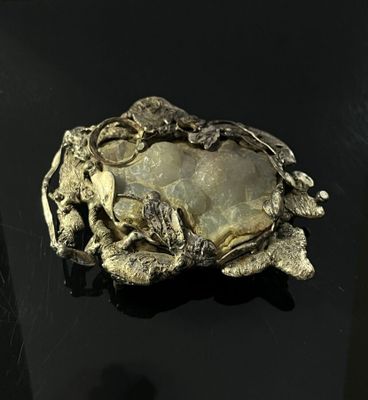 a crab that is sitting on a black surface