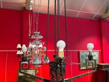 a chandelier that is hanging from the ceiling in a room
