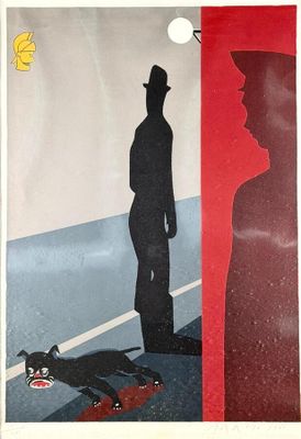 Eduardo ARROYO (1937-2018) Homme au chapeau et au chien Lith…