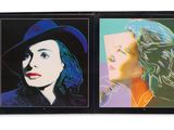 two framed pictures of a woman with a hat and a man with a hat
