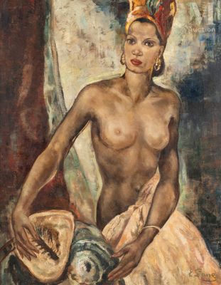 une image représentant un tableau où l'on voit une femme portant un turban et tenant un bol