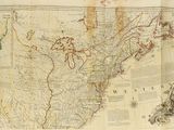 an old map of the united states of north america, with a line of people on it