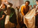 a painting of a group of people that are standing together