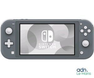 nintendo switch lite with a gray case and white buttons