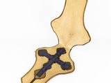 an image of a wooden cross with a blue and black cross on it