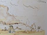 a drawing of a group of people on the beach