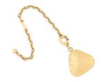 a gold necklace with a heart shaped pendant on a chain