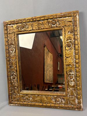 Miroir d'importation Cadre bois grosses sections à décor flo…