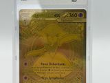 a close up of a pokemon card in a plastic case