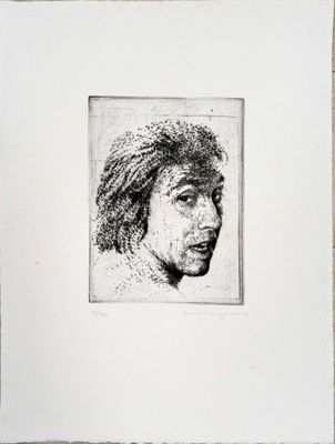 an image of a drawing of a woman ' s face in a white frame