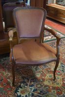 2 fauteuils de style Louis XV - recouverts de velours rose (photo 3)