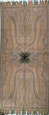 une photo d'un tapis marron et beige orné d'une étoile