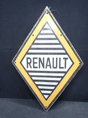 panneau jaune et noir portant l'inscription « Renault » sur fond noir