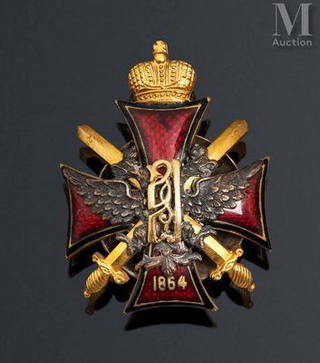 an image of a red and gold cross with a crown on it