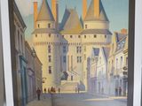 affiche de voyage française représentant une scène de rue avec un château en arrière-plan