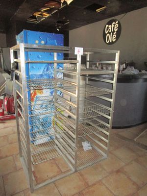 an image of a metal rack in a coffee shop