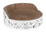 un panier pour chat blanc orné d'un motif floral