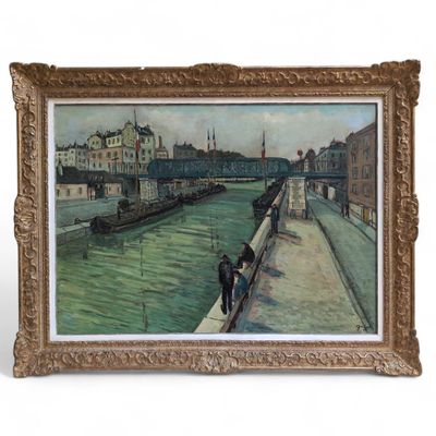 Alphonse QUIZET (1885-1955) Paris, le canal Saint Martin