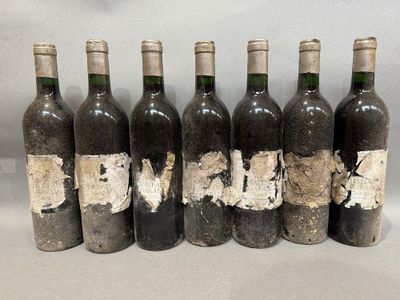 six bouteilles de vin sont alignées dans une rangée