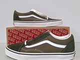 vans old skool sneakers in olive green and white