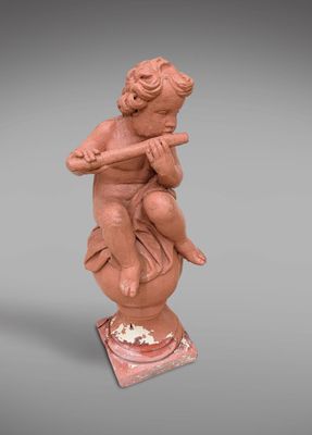 Ornement de jardin Angelot en terre cuite - Photo 1