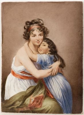 Plaque de porcelaine à décor polychrome figurant l'autoportr…