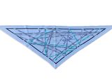 une image représentant un cerf-volant en forme de triangle, orné d'un motif bleu et vert