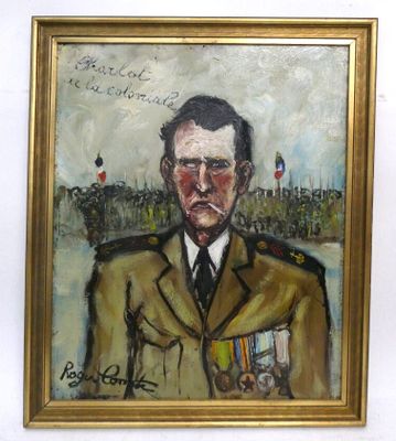 peinture d'un homme en uniforme militaire tenant une médaille