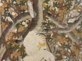 une photo d'un tableau représentant des oiseaux dans un arbre