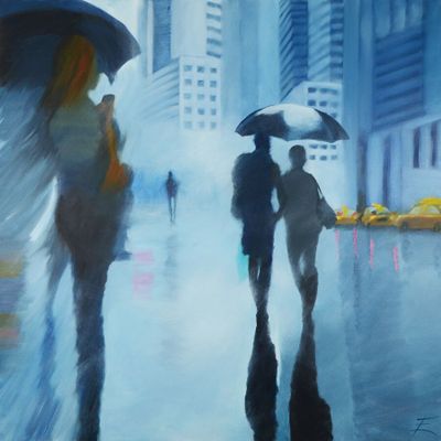 Eric TURLOT "Rainy New-York City" -Huile sur toile - 100 x 1…