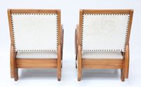 Paire de fauteuils en bois naturel à dossier incliné, accoto… (photo 5)