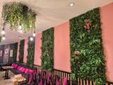 de nombreuses plantes poussent sur les murs de ce restaurant