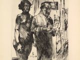 drawing of a man and a woman standing next to each other