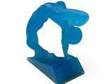 a sculpture of a person doing a handstand on a blue base